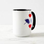 Fleurs bleues et Coeurs rouges Mug (Devant droit)