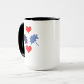 Fleurs bleues et Coeurs rouges Mug (Devant gauche)