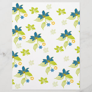 Fleurs bleues et feuilles vertes motif :
