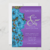 Fleurs bleues et invitation au mariage satiné viol (Devant)