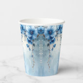Fleurs Bleues et Perles Gobelets en Papier (Verso)