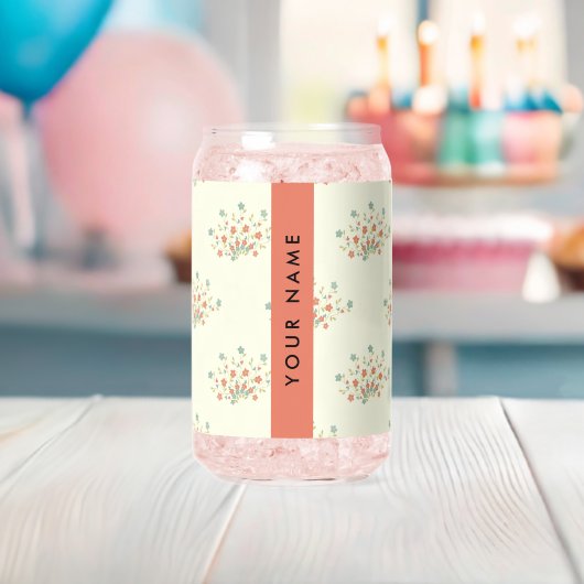 Fleurs bleues et rouges, rouge, votre nom (Insitu (Baby Shower))