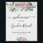 fleurs bleues et rousses bébé sexe révéler signe<br><div class="desc">Fleur de bébé florale révèle signe de bienvenue de fête avec de belles fleurs d'aquarelle peintes à la main bleu et rose.</div>