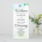 Fleurs bleues et verdure Programme de mariage blan (Debout devant)