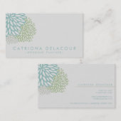 Fleurs bleues et vertes Carte de visite (Devant / Derrière)