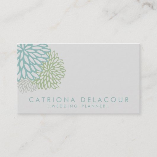 Fleurs bleues et vertes Carte de visite (Devant)