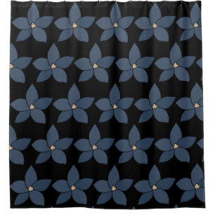Fleurs bleues étonnantes sur rideau de douche