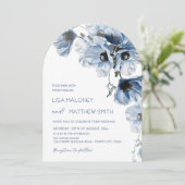 Fleurs Bleues Faire-Part de Mariage Blanc (Debout devant)