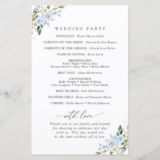 Fleurs bleues, Fleurs blanches, Boho, Programme de (Dos)