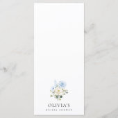 Fleurs Bleues, Fleurs Blanches, Menu de Baby Showe (Dos)