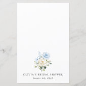 Fleurs Bleues, Fleurs Blanches, Menu de Baby Showe (Dos)