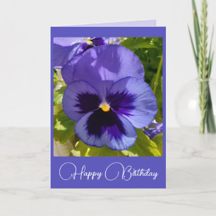 Fleurs bleues Floral Pansy Photo Carte Anniversair