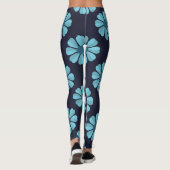 Fleurs bleues foncées Leggings (Dos)