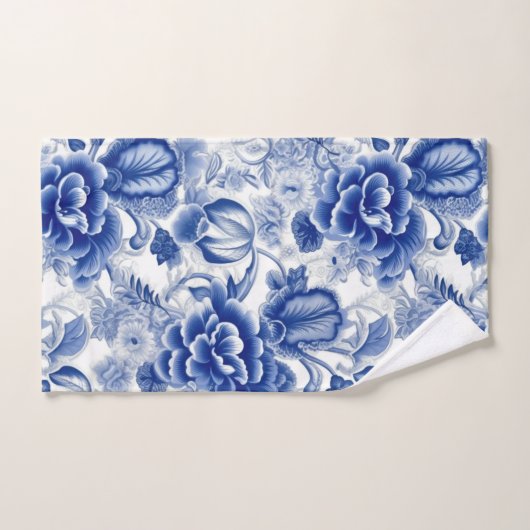 Fleurs bleues Indigo (Serviette à main)