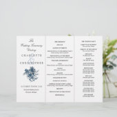 Fleurs bleues Indigo programme de mariage Tri-Fold (Debout devant)