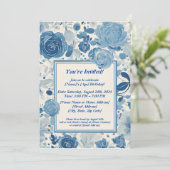 Fleurs Bleues Invitation Anniversaire (Debout devant)