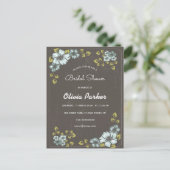 fleurs bleues invitation cartes postales de douche (Debout devant)