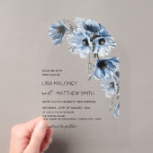 Fleurs Bleues Invitation de Mariage Blanc Transpar (In situ (ordinateur de poche))