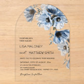 Fleurs Bleues Invitation de Mariage Blanc Transpar (Recto)