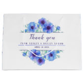 fleurs bleues mariages merci grand sac cadeau (Devant)