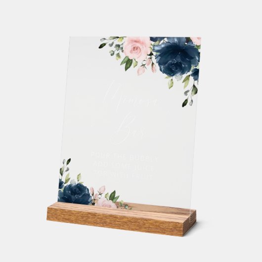 Fleurs Bleues Marine, Fleurs Roses, Boho, Bar Mimo (Angle)