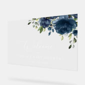 Fleurs Bleues Marine, Verdure, Baby shower Bienven (Angle)