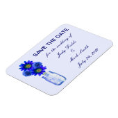Fleurs Bleues Mason Jar Enregistrer La Date Magnet (Côté Gauche)