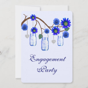 Fleurs bleues Mason Jar Invitation de la partie d'