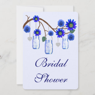 Fleurs bleues Mason Jars Invitation de la douche n