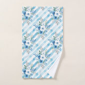 Fleurs bleues modernes rayées (Serviette à main)
