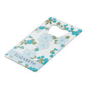 Fleurs Bleues, Motif De Fleurs, Votre Nom (Dos Angle)