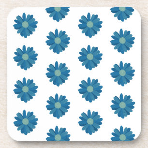 Fleurs bleues motif dessous de verre en plastique