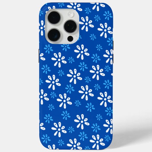 Fleurs bleues Motif iPhone 15 Pro Max Coque (Verso)
