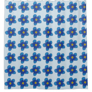 Fleurs bleues motif rideau de douche
