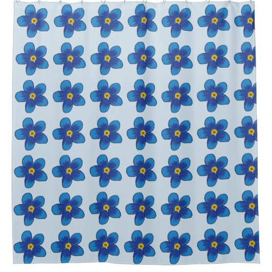 Fleurs bleues motif rideau de douche (Devant)