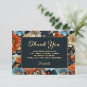 Fleurs bleues orange Merci d'anniversaire noir (Debout devant)