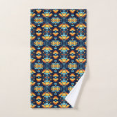 fleurs bleues oranges Art déco (Serviette à main)
