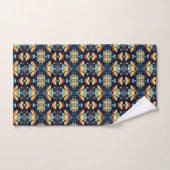 fleurs bleues oranges Art déco (Serviette à main)