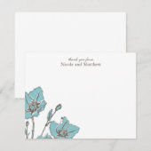 Fleurs Bleues Plat Cartes de Remerciement (Devant / Derrière)