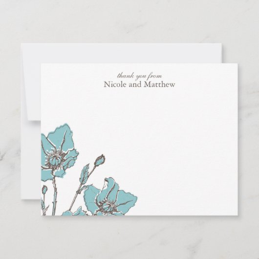 Fleurs Bleues Plates Cartes de Remerciement (Devant)