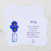 Fleurs Bleues Pot Mason Carte Demoiselle D'Honneur (Devant / Derrière)