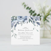 Fleurs bleues poussiéreuses Faire-part de mariage  (Debout devant)
