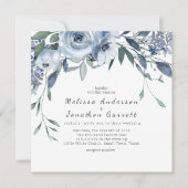 Fleurs bleues poussiéreuses Faire-part de mariage  (Devant)