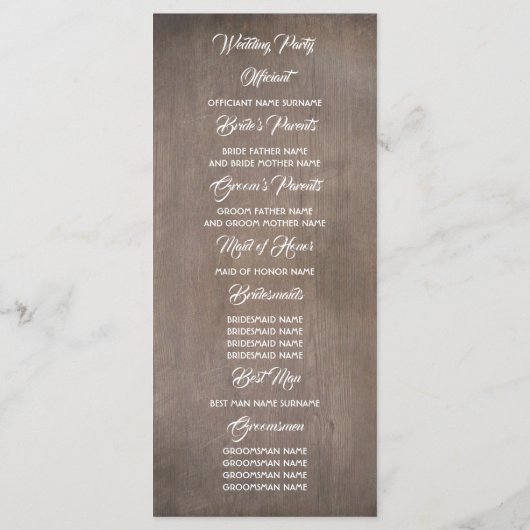 Fleurs bleues poussiéreuses Programmes de Mariage (Dos)