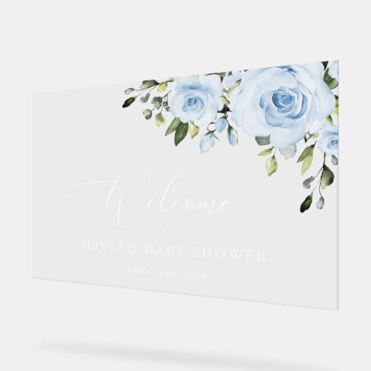 Fleurs bleues poussiéreuses, Verdure, Baby shower  (Angle)