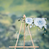 Fleurs bleues poussiéreuses, Verdure, Baby shower  (Neutre)