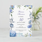 Fleurs bleues romantique invitation à fêter (Debout devant)