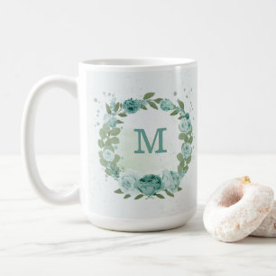 fleurs bleues romantiques verdure tasse à café