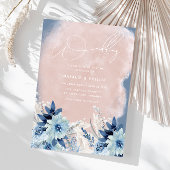 Fleurs bleues rousses modernes Dusty Faire-part de