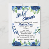 Fleurs Bleues Rustiques Douche nuptiale Invitation (Devant)